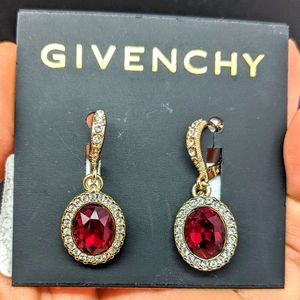 Givenchy red crystal drop earrings